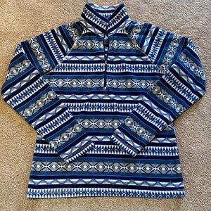 Eddie Bauer Quarter Zip L/S Cozycore Fleece blue White Size SMALL (2023)